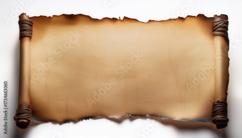 Blank Sheet Of Ancient Parchment With Slightly Charred Edges On Transparent Background