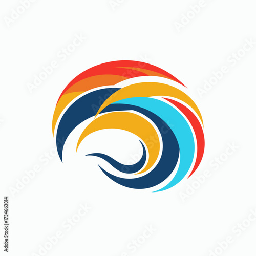 Dynamic swoosh logo design with vibrant colors symbolizing energy and flow, perfect for branding, marketing materials, and modern business identities needing a creative touch