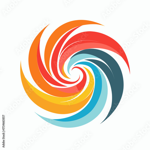 Vibrant swirl design with dynamic energy and modern appeal, perfect for branding, creative projects, or adding a burst of color to any visual communication, logo design