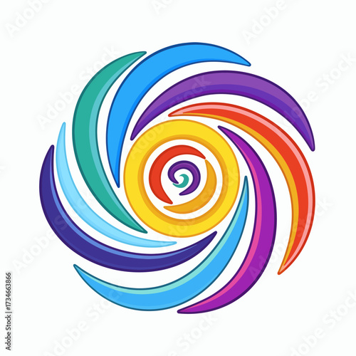 Vibrant colorful swirl with a modern design, great for backgrounds, marketing, or digital art projects, adding a playful touch to your brand's visual presence