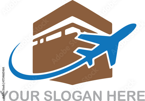 Airplane travel agency kaaba landmark logo design