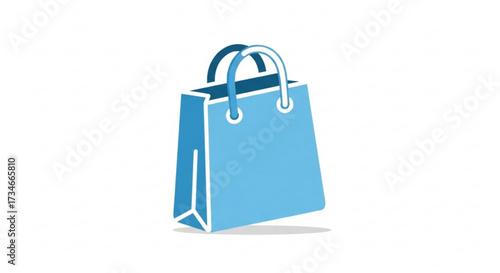 Blue shopping bag paper bag with handles for shopping retail and consumerism concept illustration
