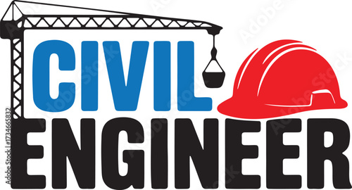 Civil engineer construction safety hard hat crane illustration
