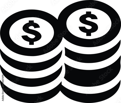 A stack of three gold coins with different currency symbols, representing money, savings, investment, wealth, and collecting valuable coins.