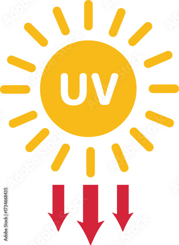 Sun UV Radiation Reflecting ultraviolet light icon.