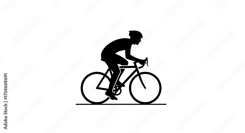 Obraz premium Cyclist silhouette on bicycle