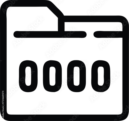 A digital folder icon with binary code pattern, representing electronic file storage, computer data, digital archives, and organized information.