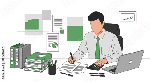 Professional financial accounting, management and business analysis in the office