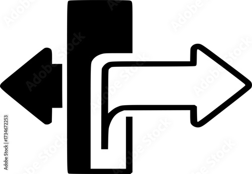 Road direction signpost icon outline and solid vector