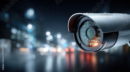 Security Camera with Night Vision in Urban Environment, Surveillance System