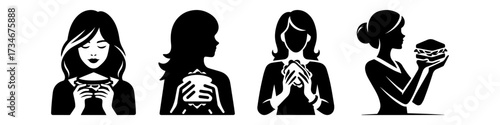 Womans Silhouette: Technology Health and Food Choices.