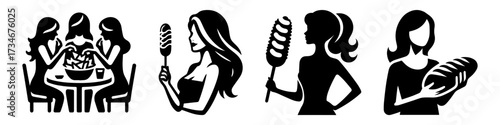 Women enjoying food and holding treats lifestyle and leisure.
