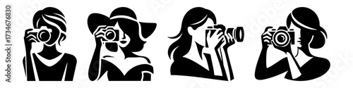 Photographers capturing moments with cameras artistic silhouettes.