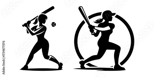 Baseball player silhouette in action ready to hit the ball.