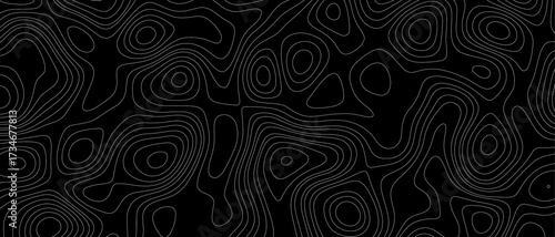 Topographic map patterns, topography line map, suitable for background design an any needs. Abstract black background vector pattern in illustration .