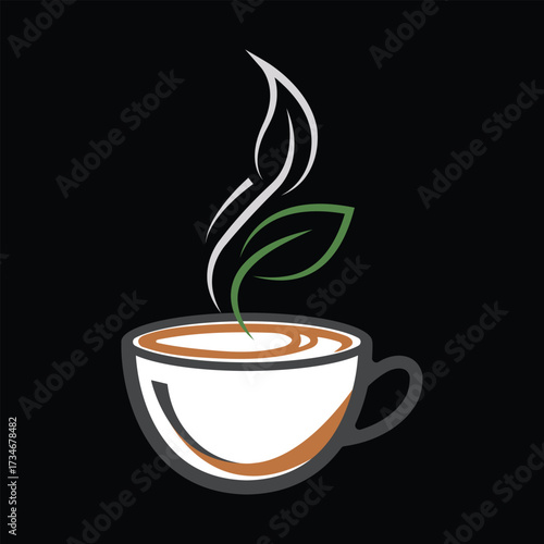 Eco Cafe Coffee Logo with Leaf Design