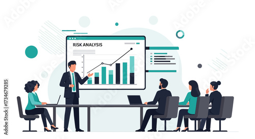 Business Presentation of Risk Analysis to a Team of Professionals in the Office Setting