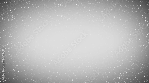 Soft White Snow Falling Against Gray Vignette Loop