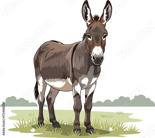Cartoon donkey, farm animal, mammal