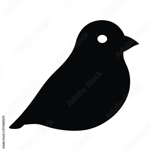 Simple black bird silhouette with a white eye on white background