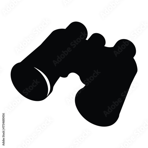 Black Silhouette Image of Binoculars on White Background for Enhanced Vision