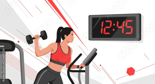 Determined woman combining cardio and strength training at the gym for fitness routine