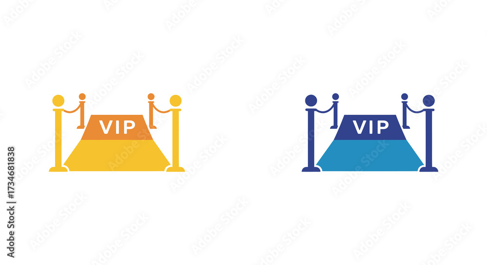 Fototapeta premium Two vip rope barrier icons one yellow and one blue
