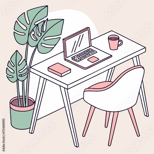 illustration of a table and chairs | workspace vector illustration