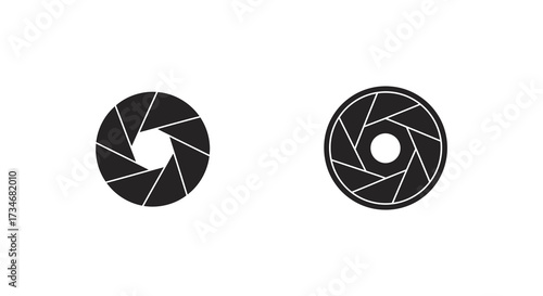 Illustrative depiction of camera aperture designs in black and white