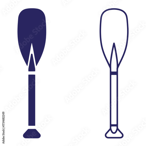 Two stylish stand up paddle board paddles in solid and outlined silhouette designs