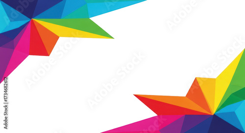 Colorful geometric polygon background with rainbow colors isolated on transparent background