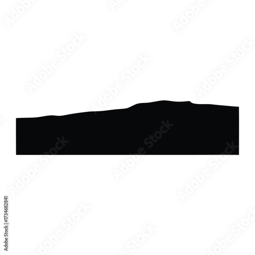 Monochromatic Silhouette of a Mountain Range against a Plain White Background