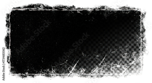 Grunge frame with transparent background for photo or text isolated on transparent background