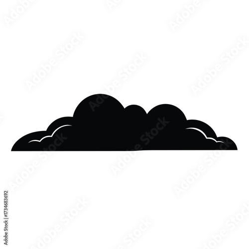 Monochrome Illustration of a Cumulus Cloud Formation Against a White Sky