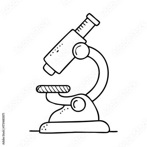 Vector art of a handdrawn illustration of a microscope, , representing science and discovery