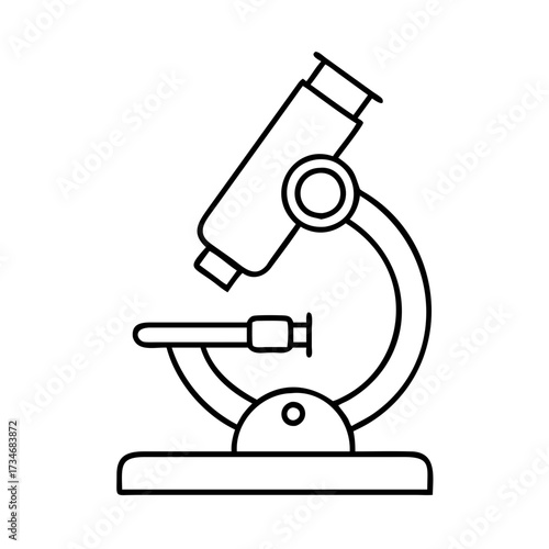 Vector art of a simple line art icon of a microscope, , symbolizing scientific exploration and analysis