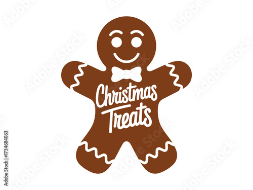 Joyful gingerbread man with festive Christmas Treats message