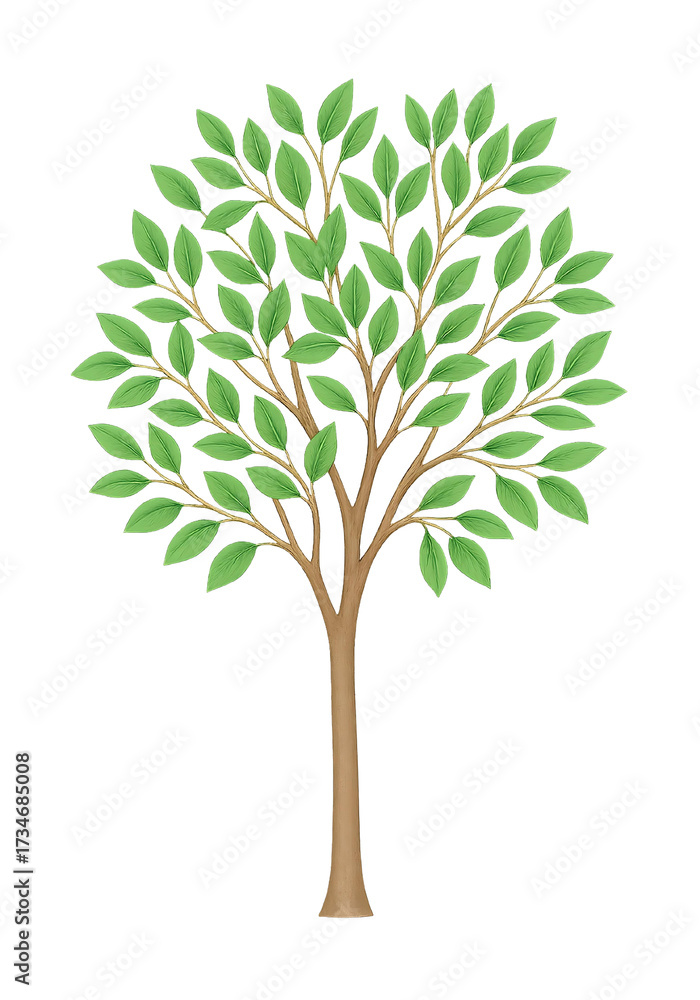 Obraz premium Watercolor Tree Clipart, Green Trees Illustration, Nature Botanical