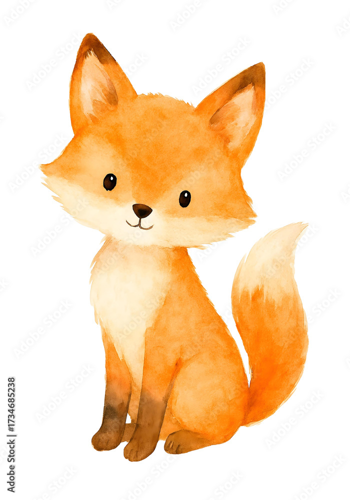 Obraz premium Watercolor Fox Clipart, Cute Woodland Animal Illustration, Baby Nursery Wall Art
