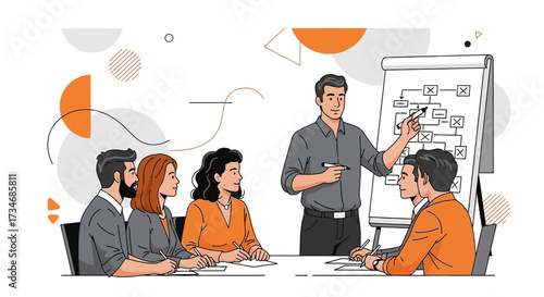 Professional business training presentation for employees in modern office setting concept