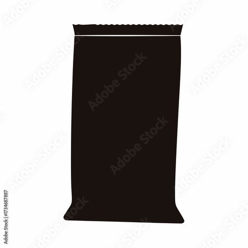 Silhouette of a generic sealed package or bag on a white background