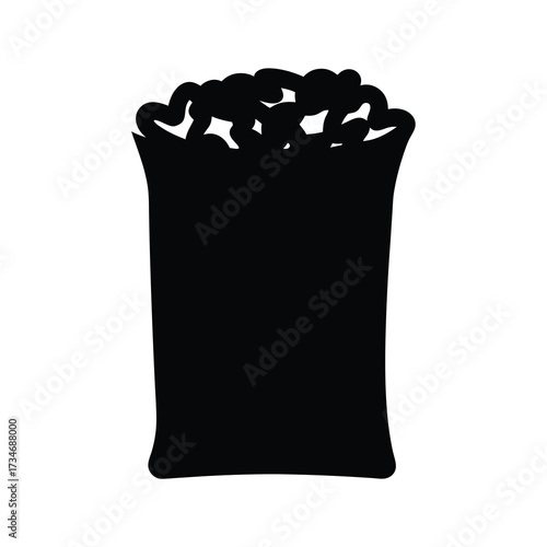 Silhouette of a bag or container overflowing with an amorphous substance