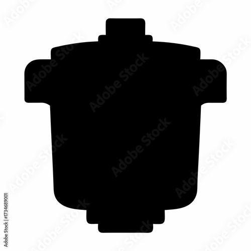 Black silhouette illustration of a Lego brick element suggesting container shape