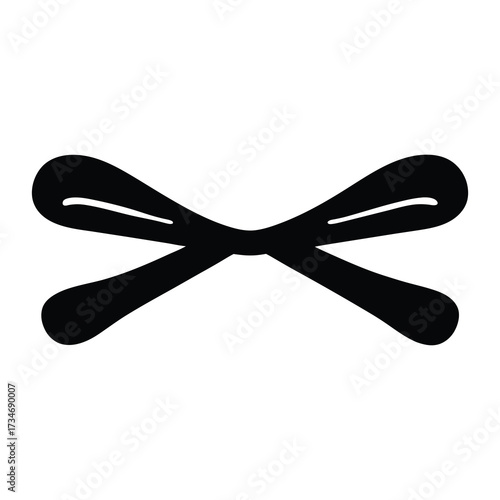 Stylized simple black bow tie design on white background, illustration, abstract graphic