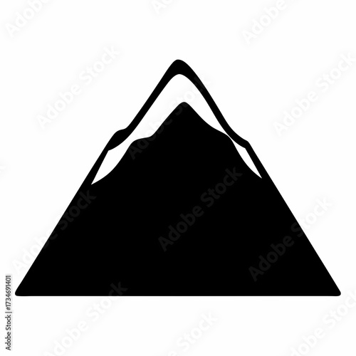 Monochromatic illustration of a mountain with snow on top rendered as vector art