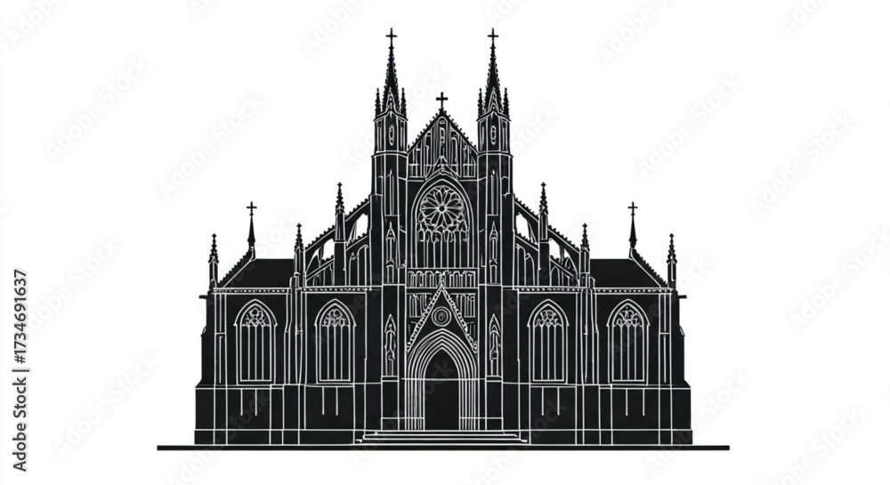 Fototapeta premium black vector of gothic church in silhouette