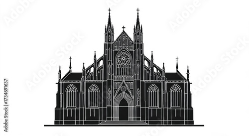 black vector of gothic church in silhouette
