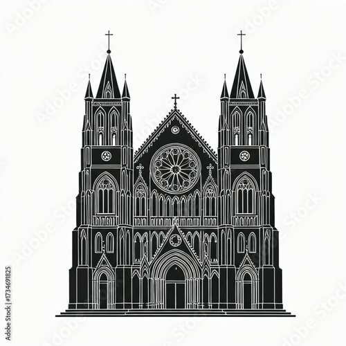 black vector of gothic church in silhouette