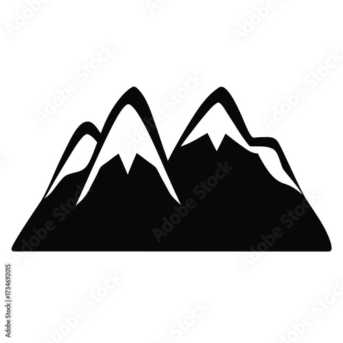 Black And White Silhouette Illustration of Mountain Peaks Landscape Art Design