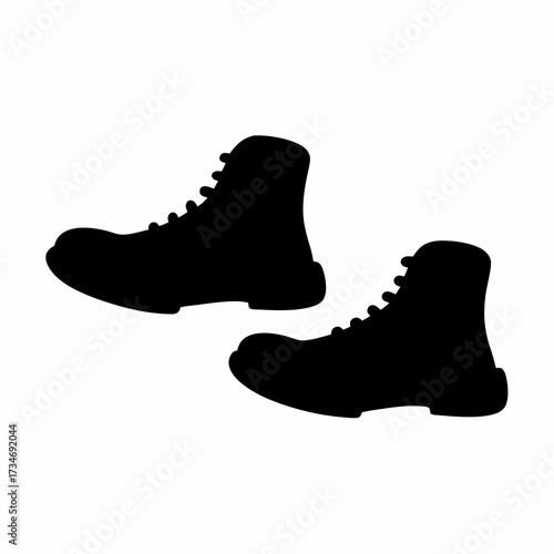 Silhouette of Two Boots for Hiking, Walking, or Winter Wear